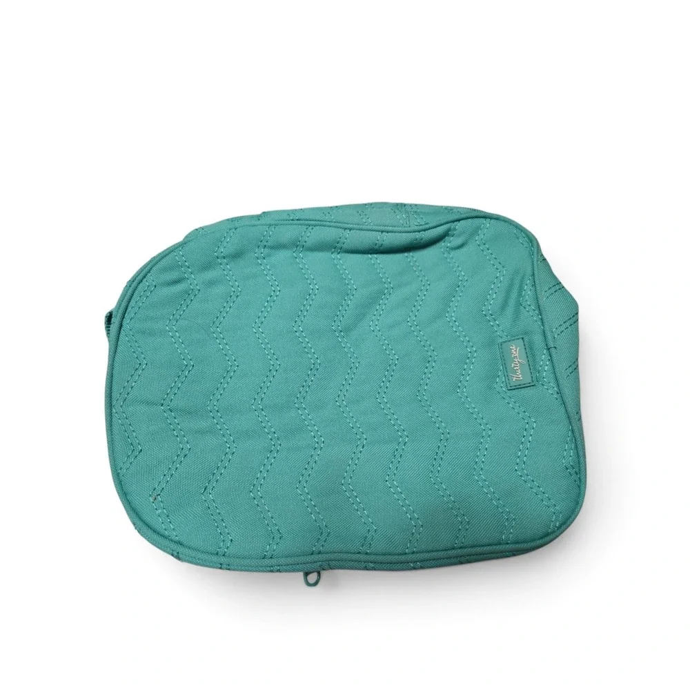 Thirty-One Thermal Tote Teal Blue Quilted Chevron Insulated Lunch Bag Canvas